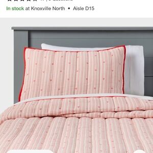 Twin Pink Striped Bedding Set